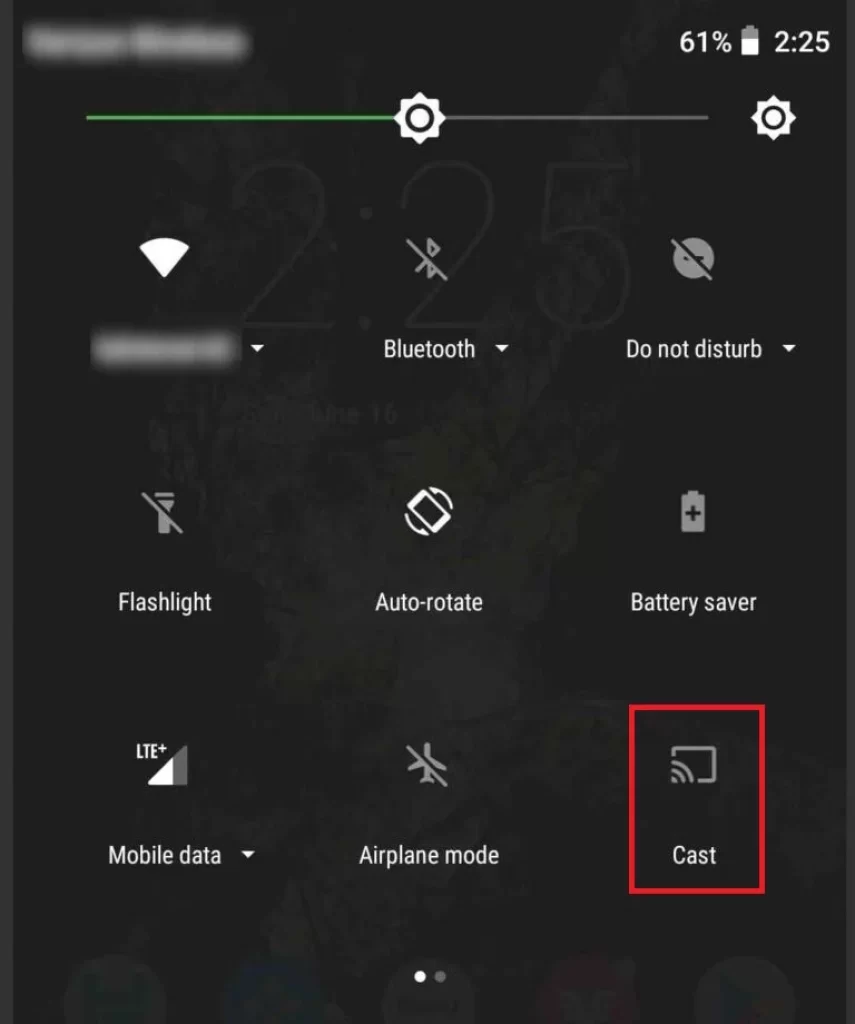 Selecting the Cast option on Android