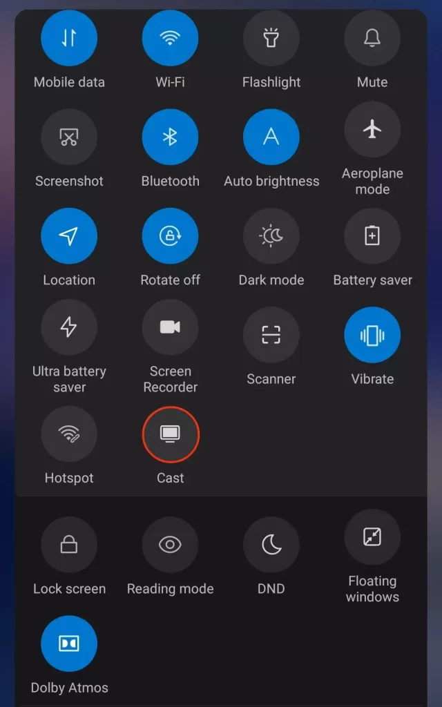 Showing cast option in the notification panel of Android phone