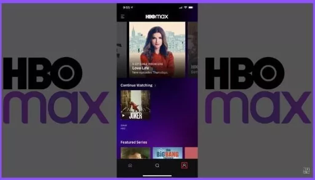 Showing the profile icon on the HBO Max mobile app