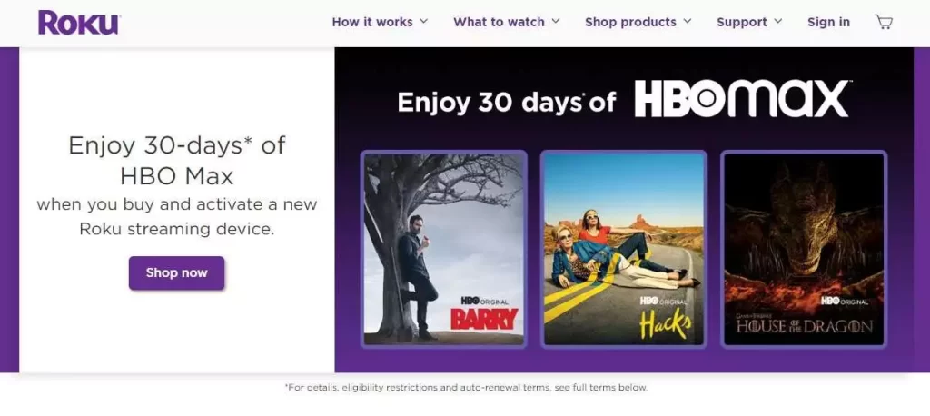 Roku HBO Max offer for new Roku streaming service