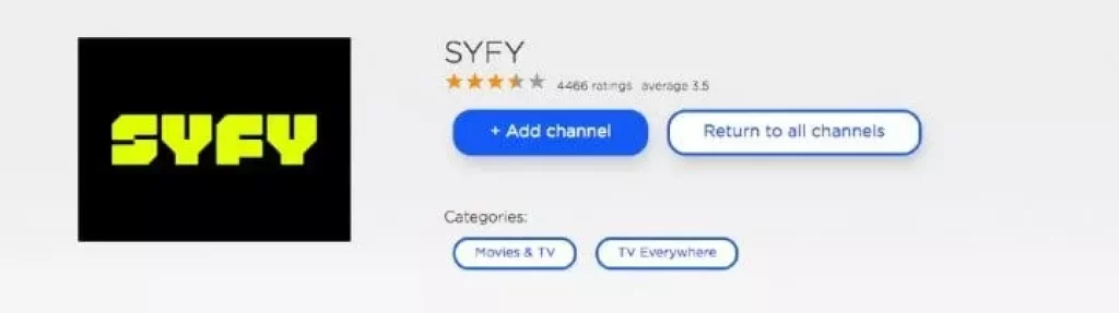 SYFY channel on Roku 