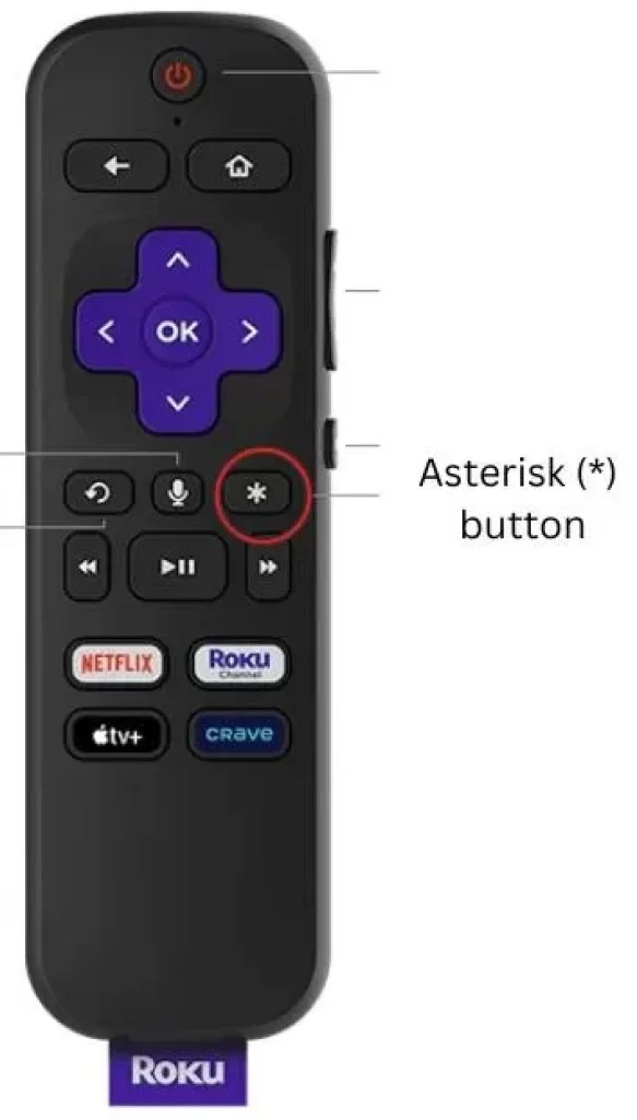 Asterisk Button in Roku Remote