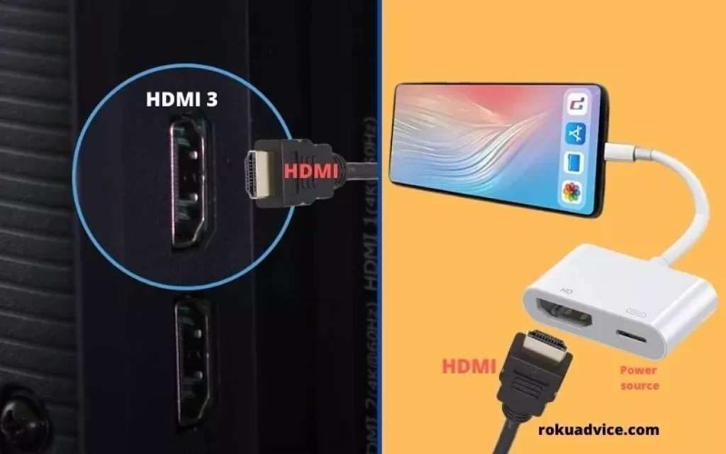 Lightning to HDMI adapter connected to the TV