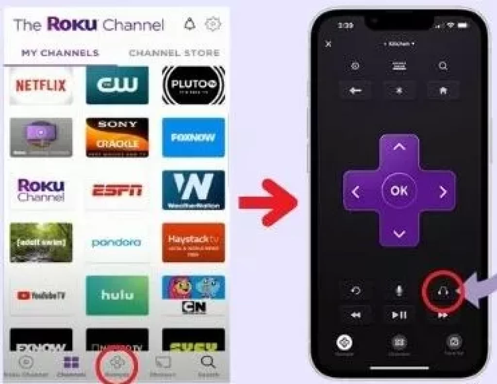 Private Listening mode option in Roku remote app