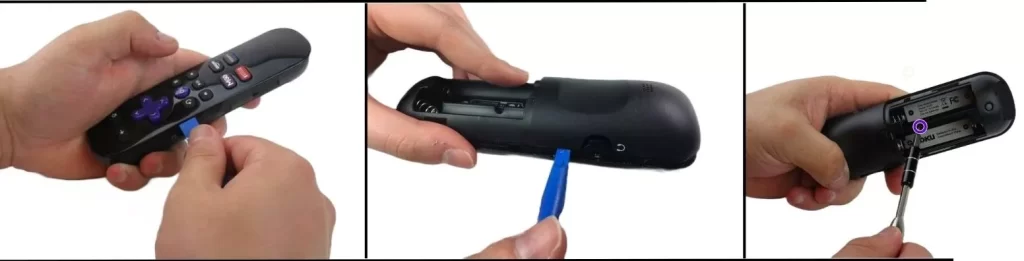 Procedure to remove the Roku remote with the help of a screwdriver and Plastic Pry Tool Pry Tab, Image credit - ifixit