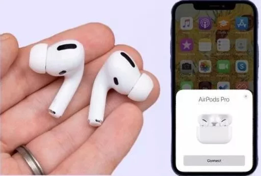 The process of connecting the AirPods to the iPhone