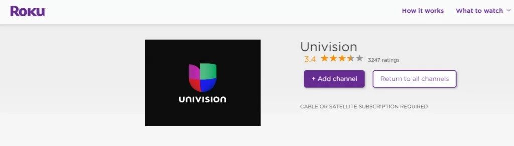 Univision channel app on Roku