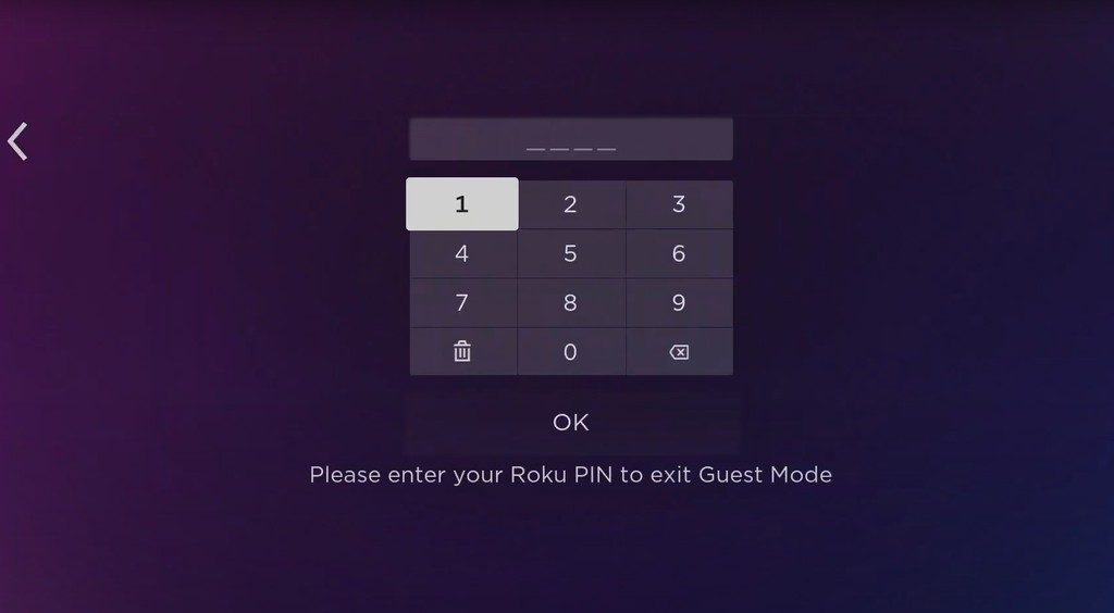 guest mode pin code option