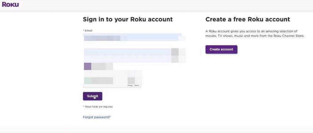 roku official site login page