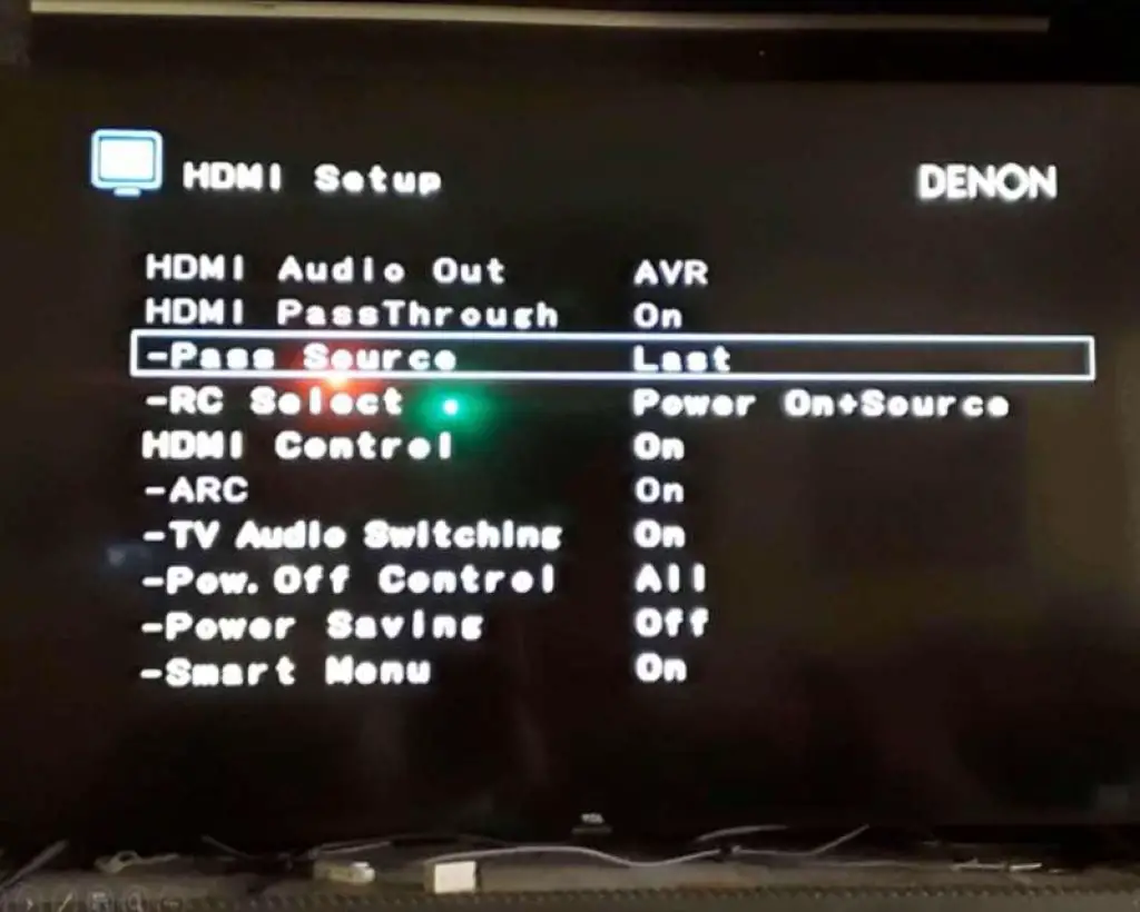 Displaying the audio video settings in the Denon AVR-S750H