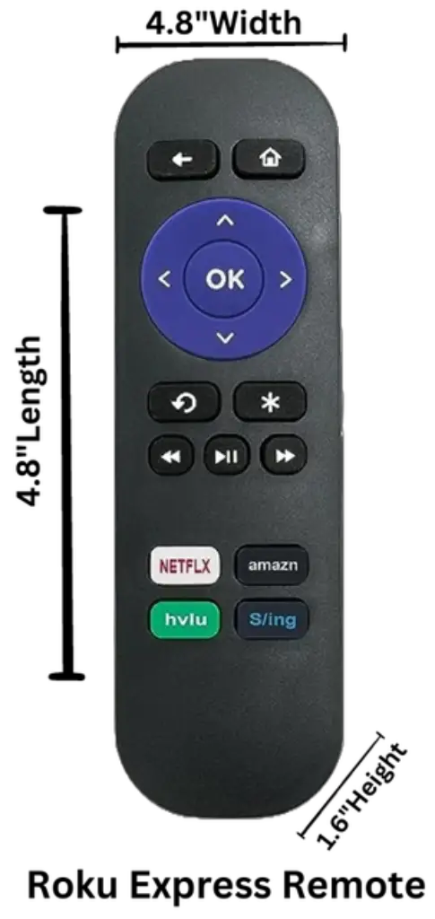Roku Express Remote size in Inches