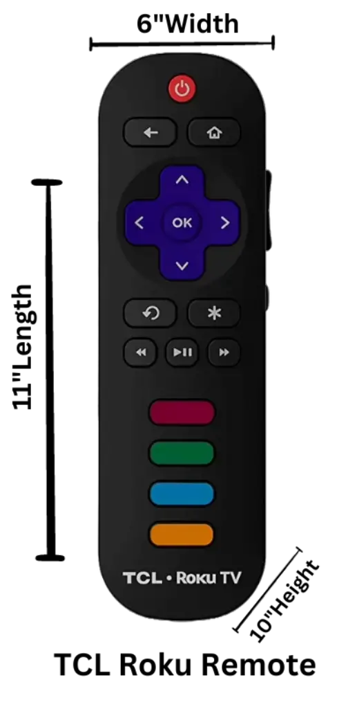 TCL Roku Remote size in Inches