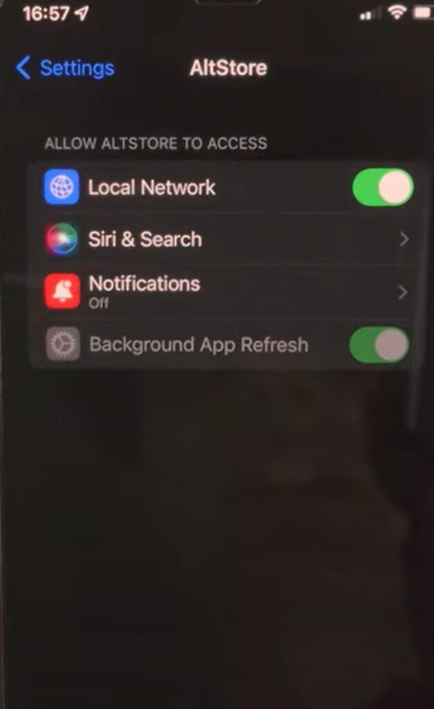 local network setting on iphone 