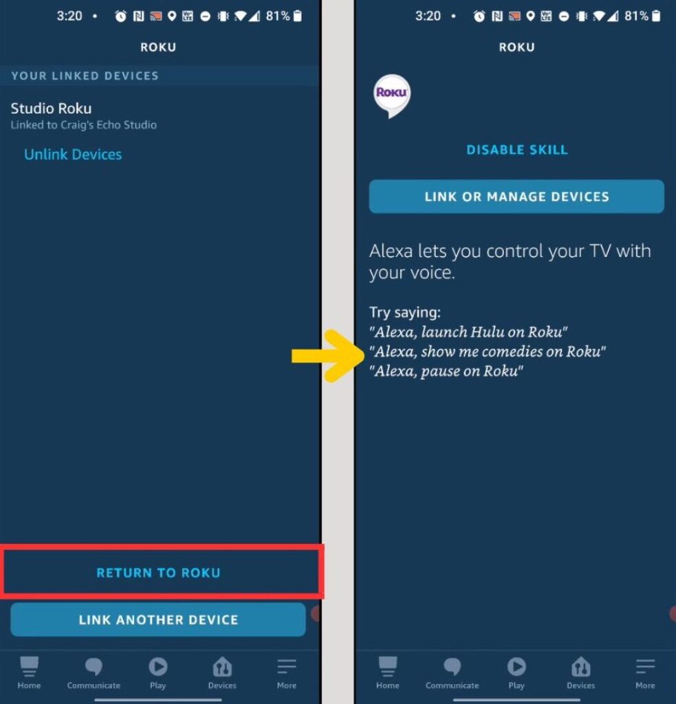 Disable skill option in Alexa app