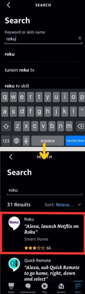 Search option in Alexa App