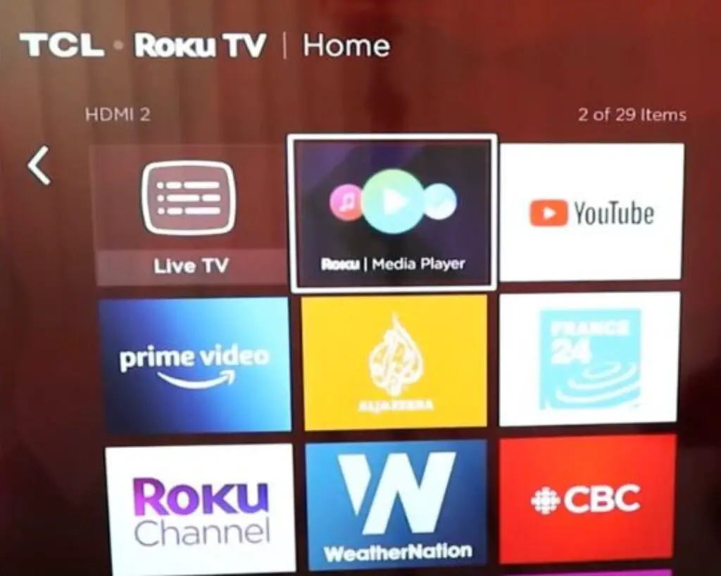 Roku Media Player channels showing on Roku TV 