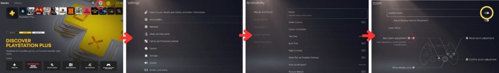 Enabling Zoom feature in PS5 Accessibility settings